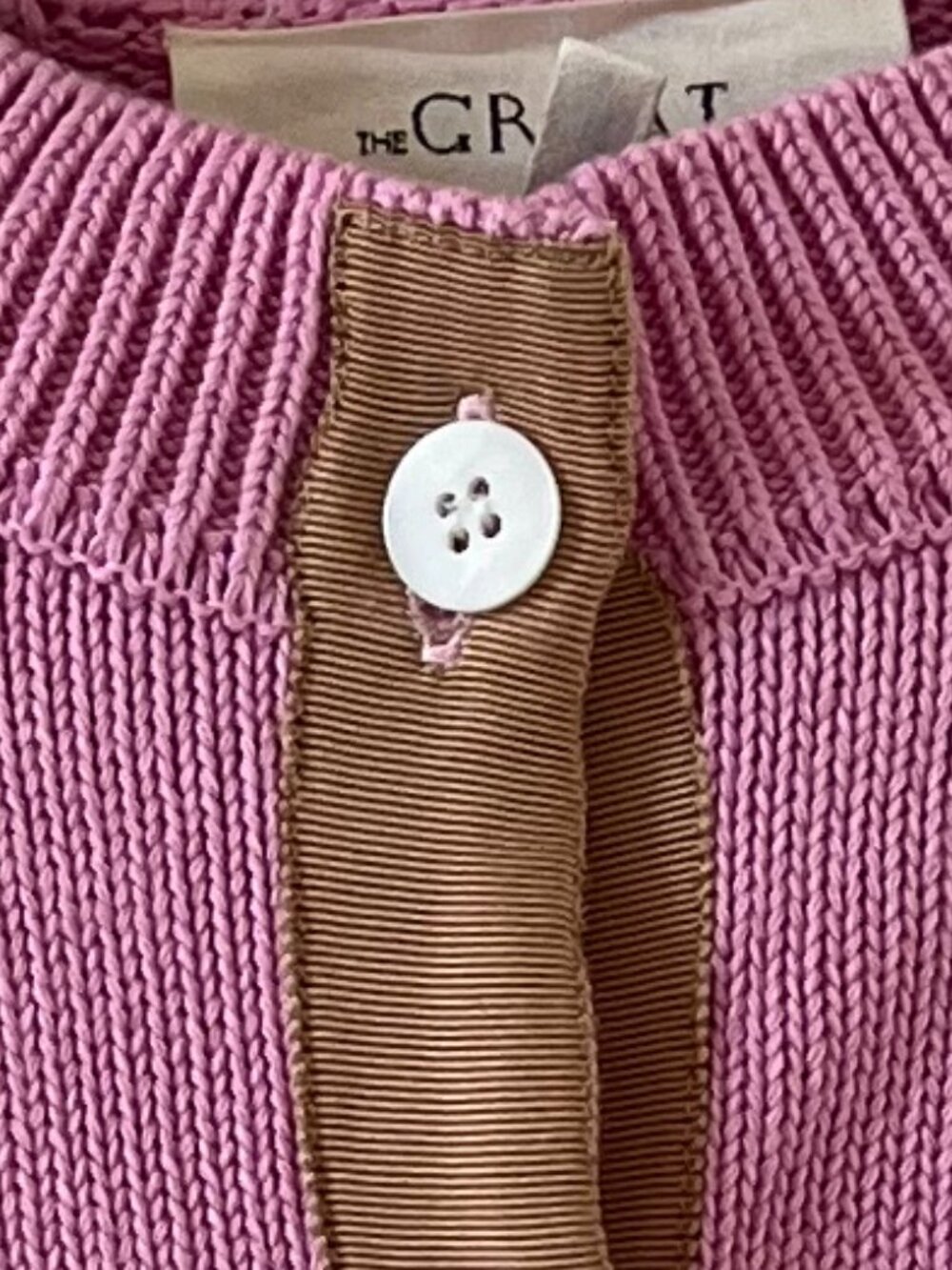 The Great The Tiny Cardigan pink tan Lilac Blossom button up - Picture 8 of 10